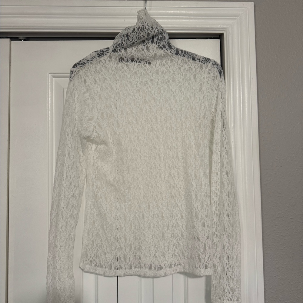 Enza Costa Ivory Lace Turtleneck
